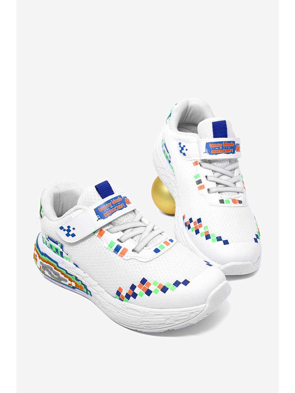 Çocuk Unisex Beyaz Rahat Kalıp Nefes Alabilen Cırtlı Işıklı Sneaker