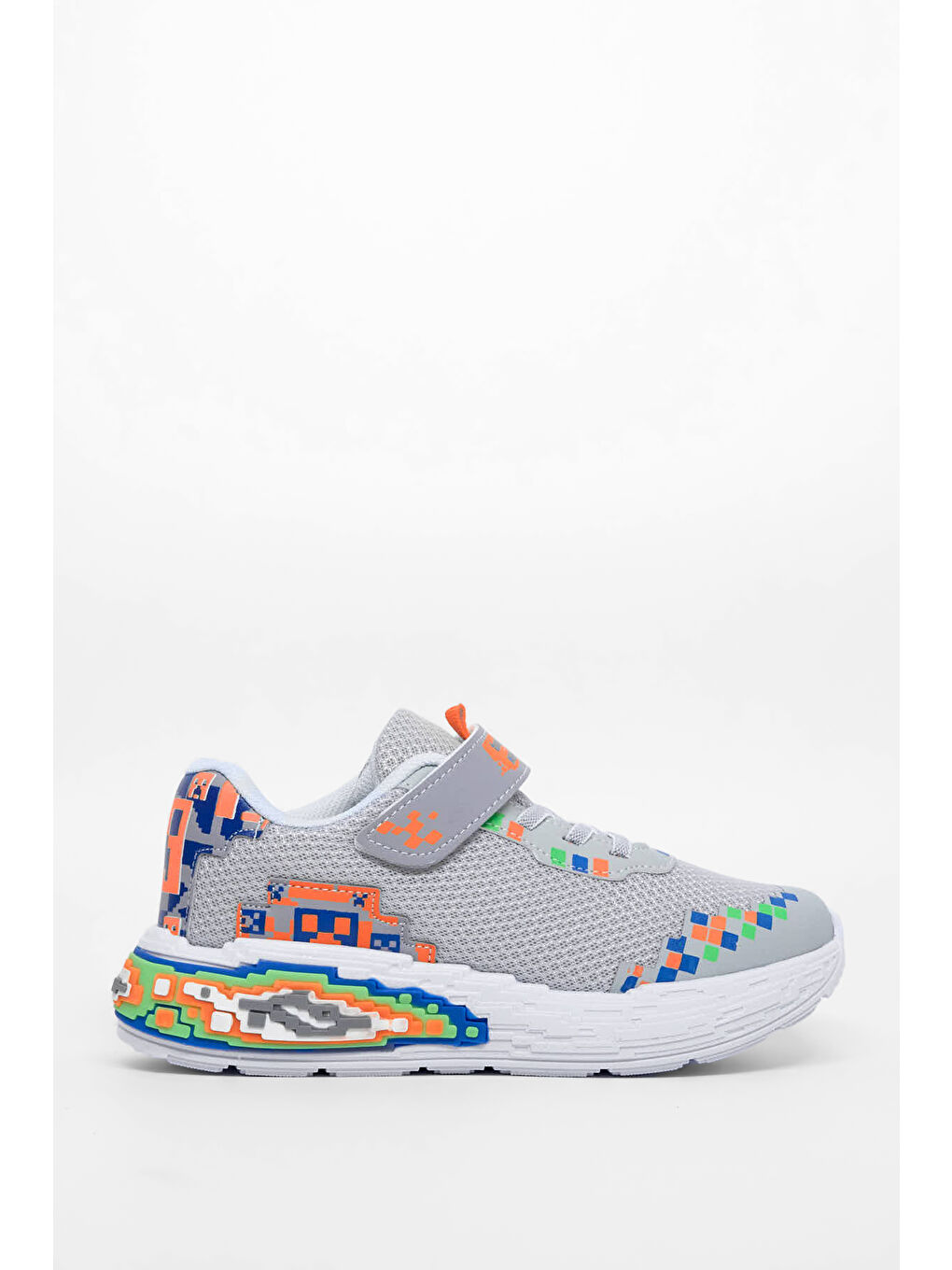 Gri Çocuk Unisex Buz Rahat Kalıp Nefes Alabilen Cırtlı Işıklı Sneaker-3