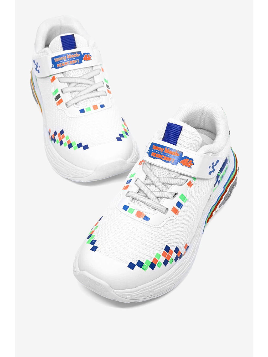 Çocuk Unisex Beyaz Rahat Kalıp Nefes Alabilen Cırtlı Işıklı Sneaker-1
