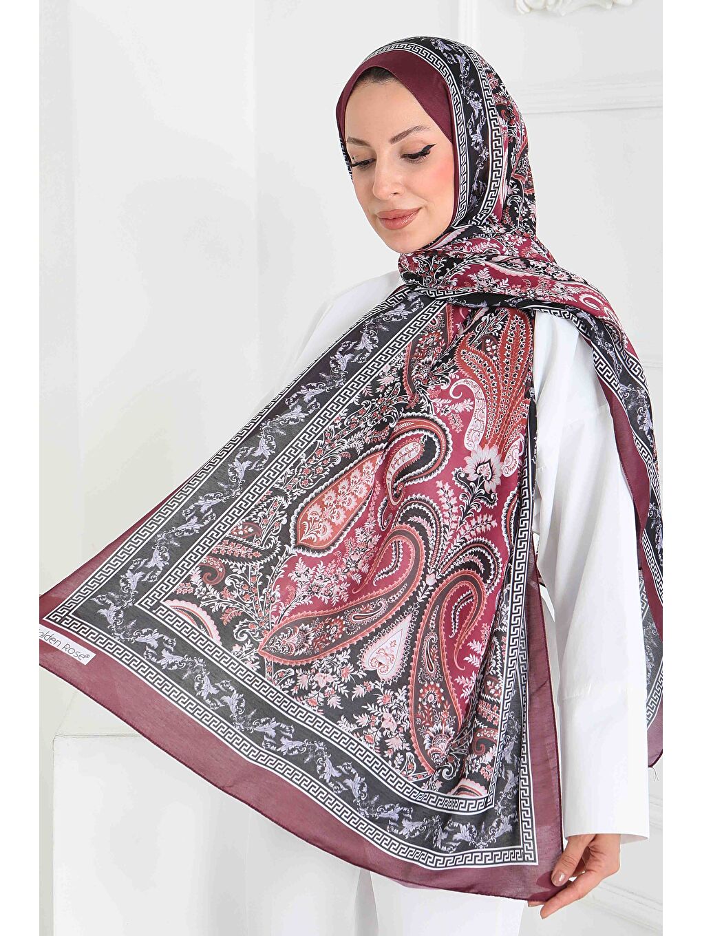 Etnika Soul Serisi Pamuk Şal Bordo - 27856-BORDO-1