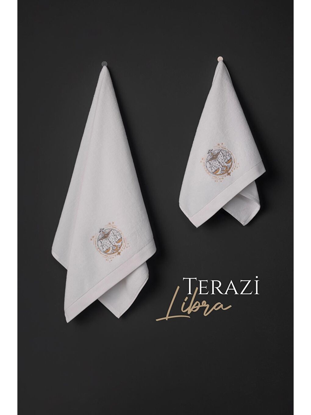 Varol Beyaz %100 Microcotton Üst Kalite Havlu Seti Burç Nakışlı