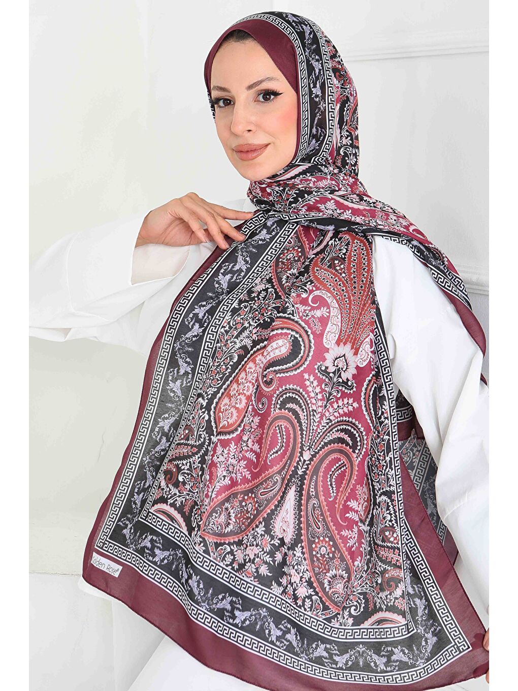 Etnika Soul Serisi Pamuk Şal Bordo - 27856-BORDO-3