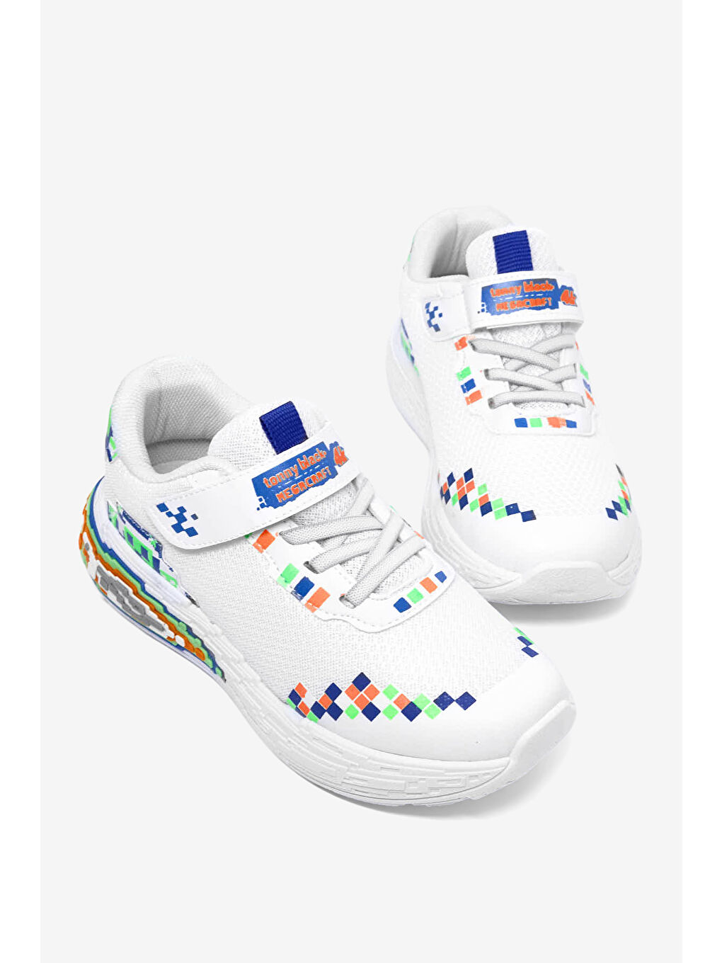 Çocuk Unisex Beyaz Rahat Kalıp Nefes Alabilen Cırtlı Işıklı Sneaker-2