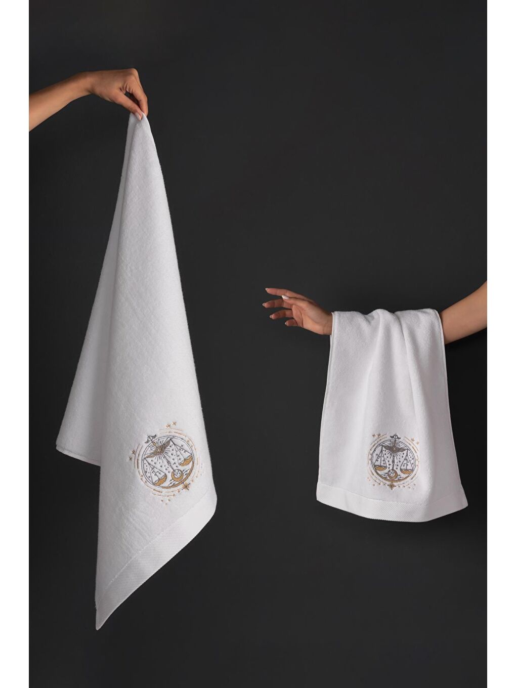 Varol Beyaz %100 Microcotton Üst Kalite Havlu Seti Burç Nakışlı - 2