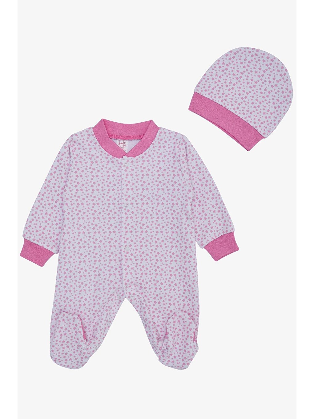 Kız Bebek Patikli Tulum Minik Yıldız Desenli Beyaz (0-6 Ay)