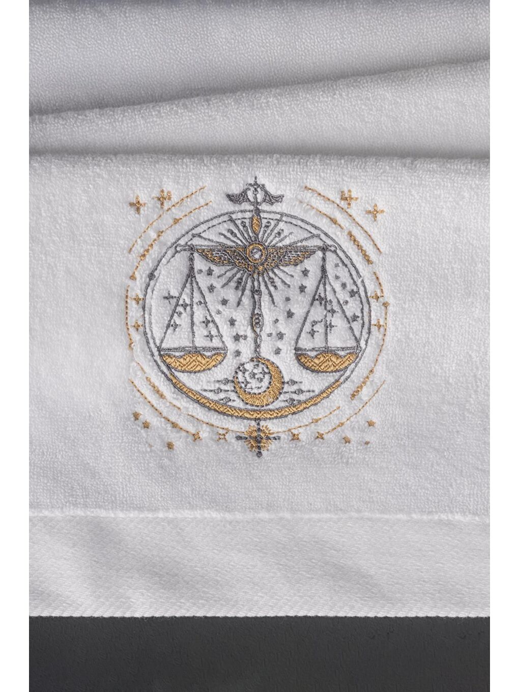 Varol Beyaz %100 Microcotton Üst Kalite Havlu Seti Burç Nakışlı - 6