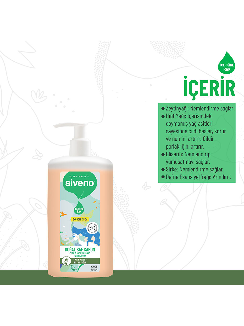 %100 Doğal Sıvı Kastil Sabun Defne Yağlı Yoğun Nemlendirici Arındırıcı Bitkisel Vegan 1000 ml-2