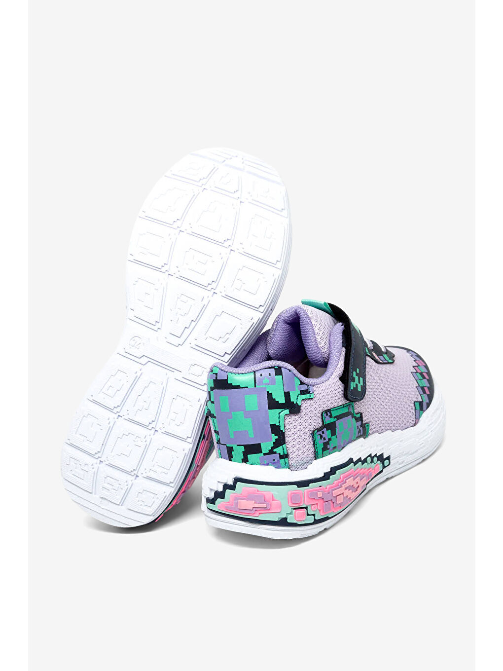 Çocuk Unisex Lila Rahat Kalıp Nefes Alabilen Cırtlı Işıklı Sneaker-1