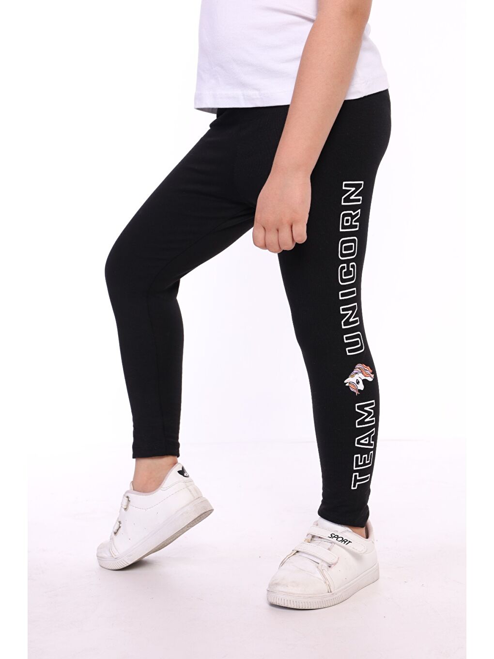 Siyah Kız Çocuk Baskılı Tayt