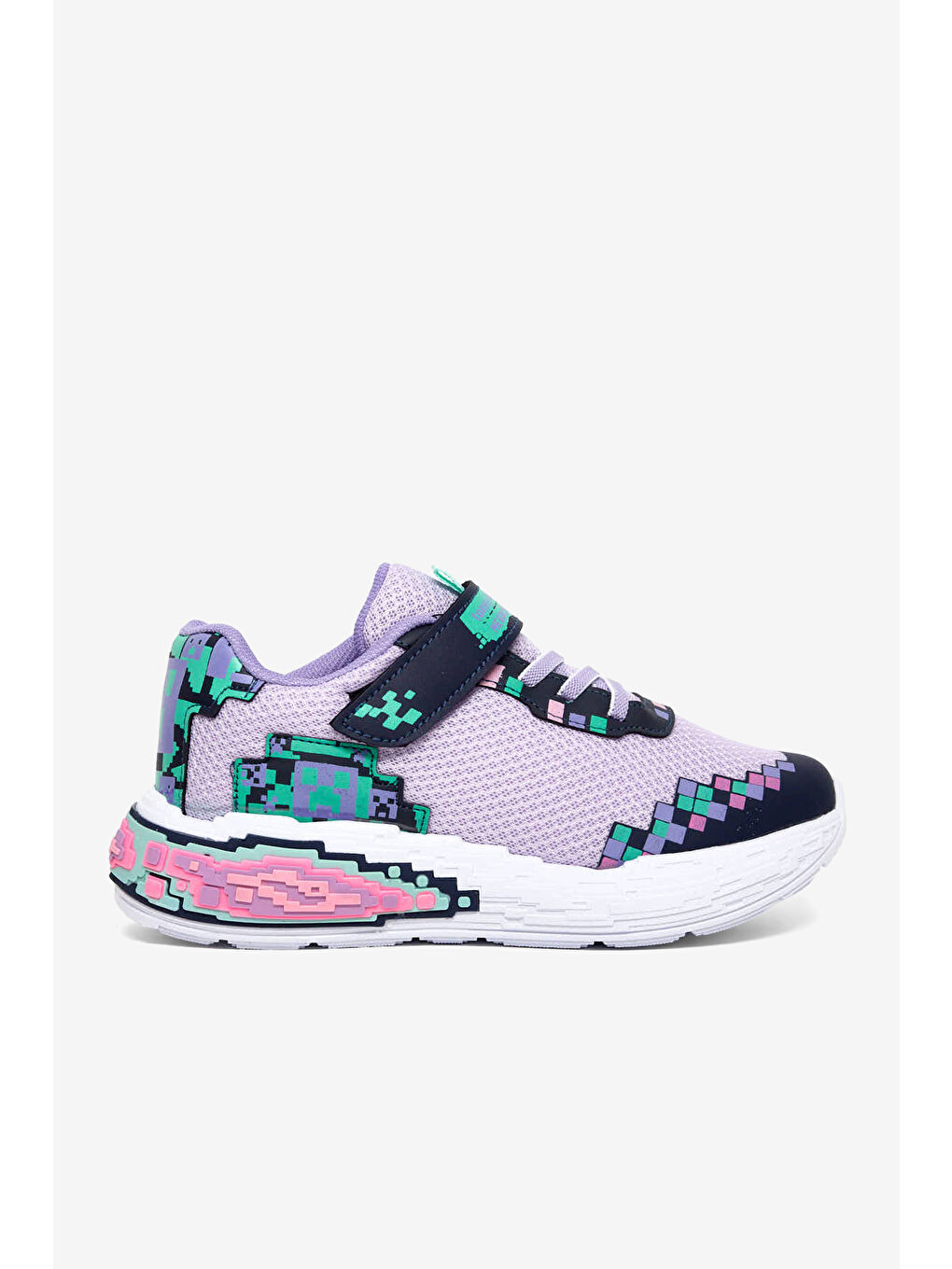 Çocuk Unisex Lila Rahat Kalıp Nefes Alabilen Cırtlı Işıklı Sneaker-2