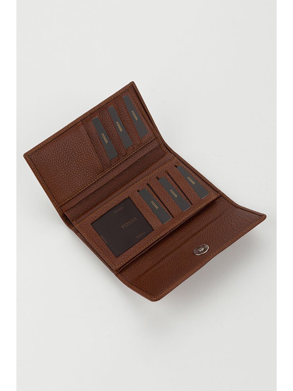 Kahverengi Kutulu Hakiki Deri Mavi Orta Boy Çok Gözlü Kadın El Portföyü Kartlık Cüzdan-2