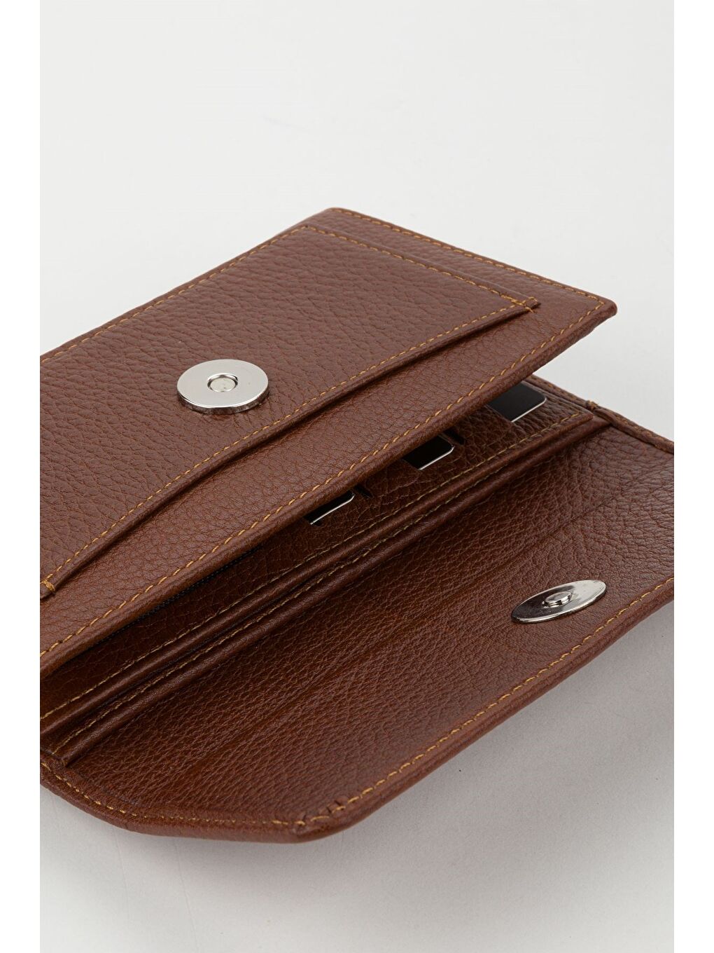 Kahverengi Kutulu Hakiki Deri Mavi Orta Boy Çok Gözlü Kadın El Portföyü Kartlık Cüzdan-4