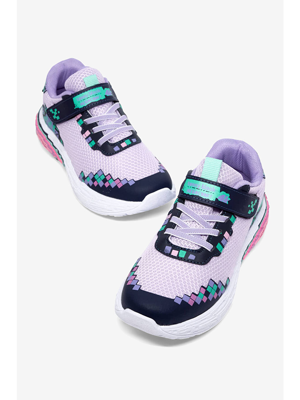 Çocuk Unisex Lila Rahat Kalıp Nefes Alabilen Cırtlı Işıklı Sneaker-3