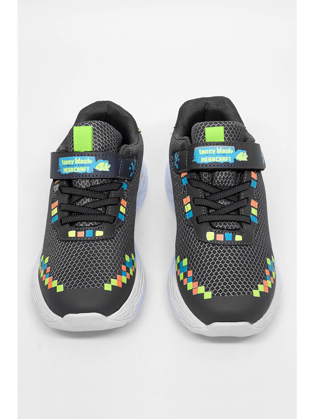Gri Çocuk Unisex Füme Rahat Kalıp Nefes Alabilen Cırtlı Işıklı Sneaker-1