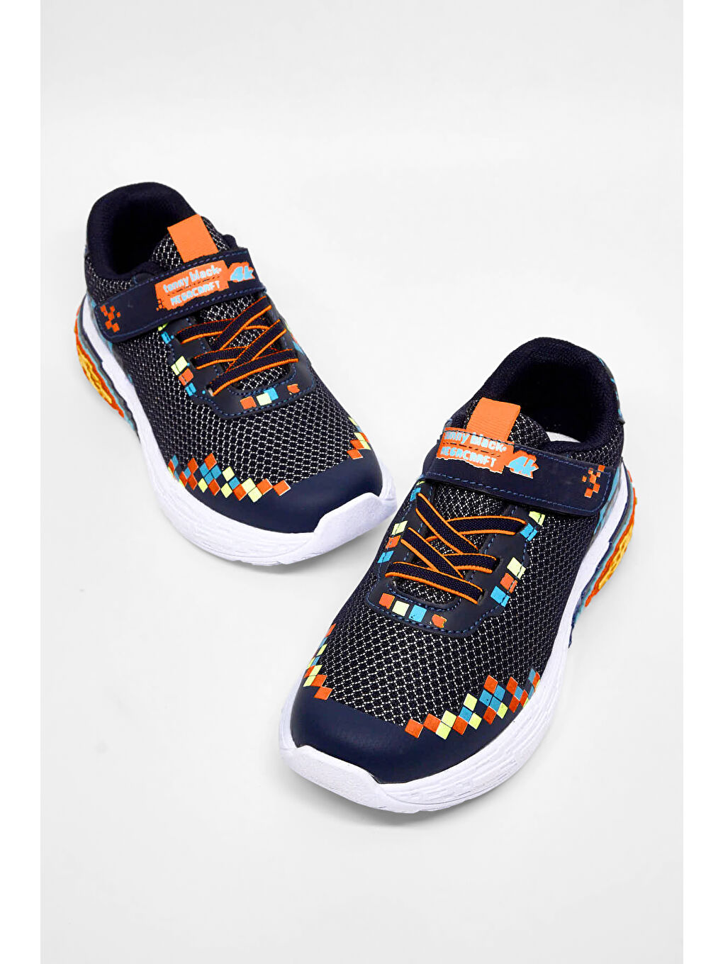 Çocuk Unisex Lacivert Rahat Kalıp Nefes Alabilen Cırtlı Işıklı Sneaker-1