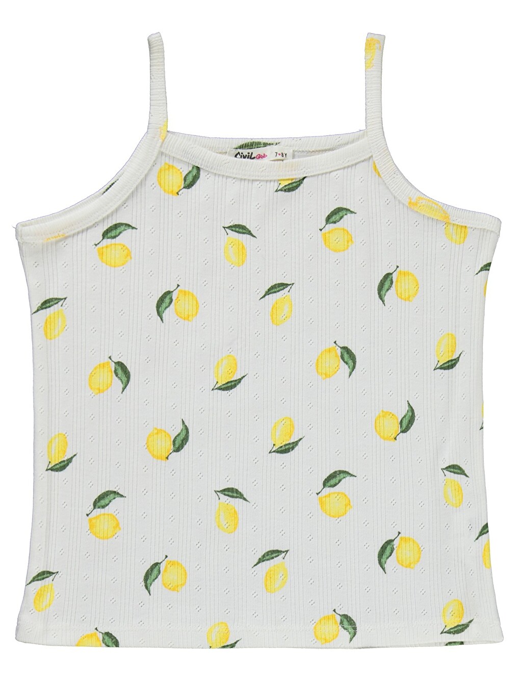 Girls Limon Desenli Şortlu 6-9 Yaş Pijama Takımı - Kırık Beyaz-1