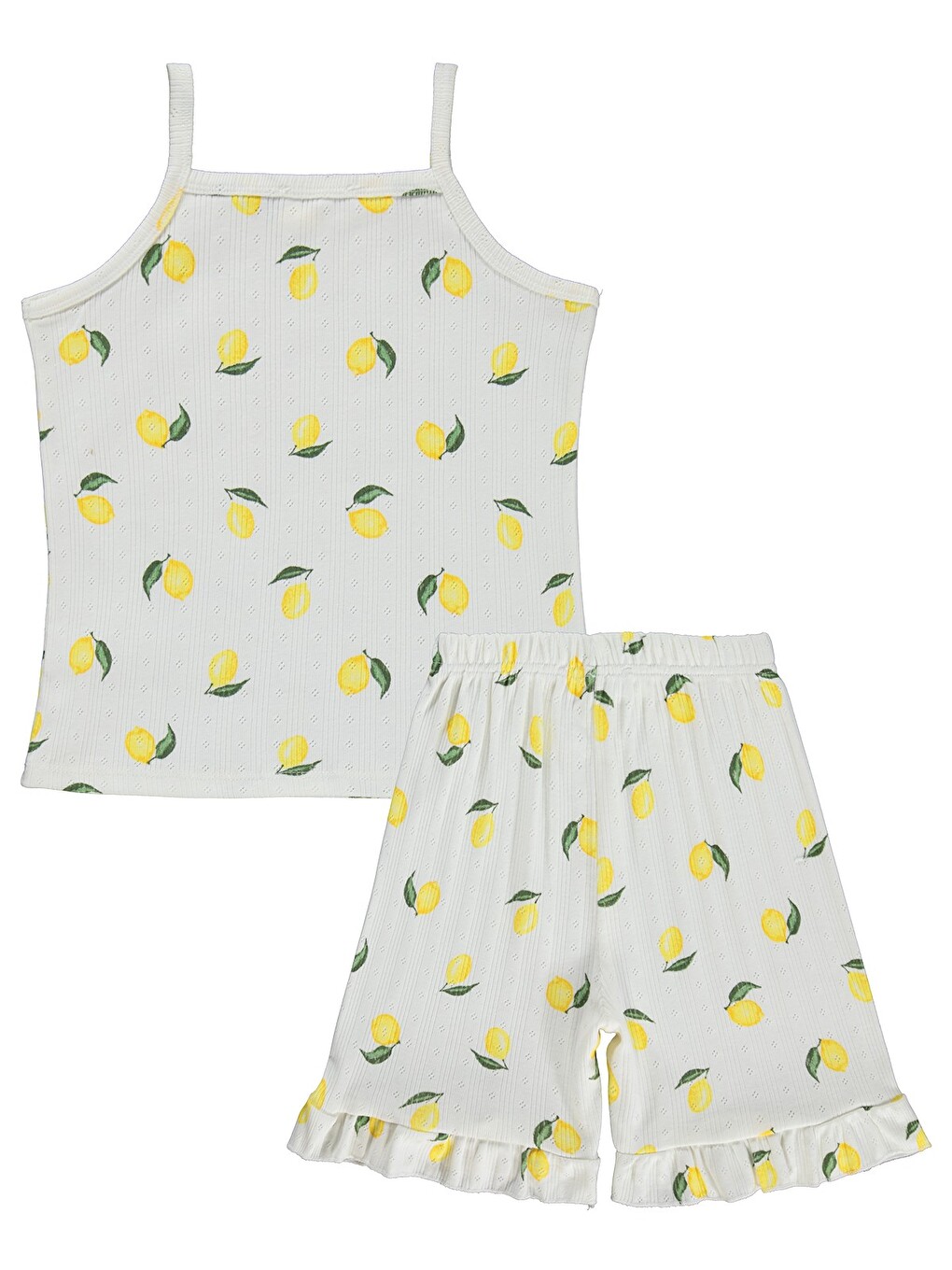 Girls Limon Desenli Şortlu 6-9 Yaş Pijama Takımı - Kırık Beyaz-2