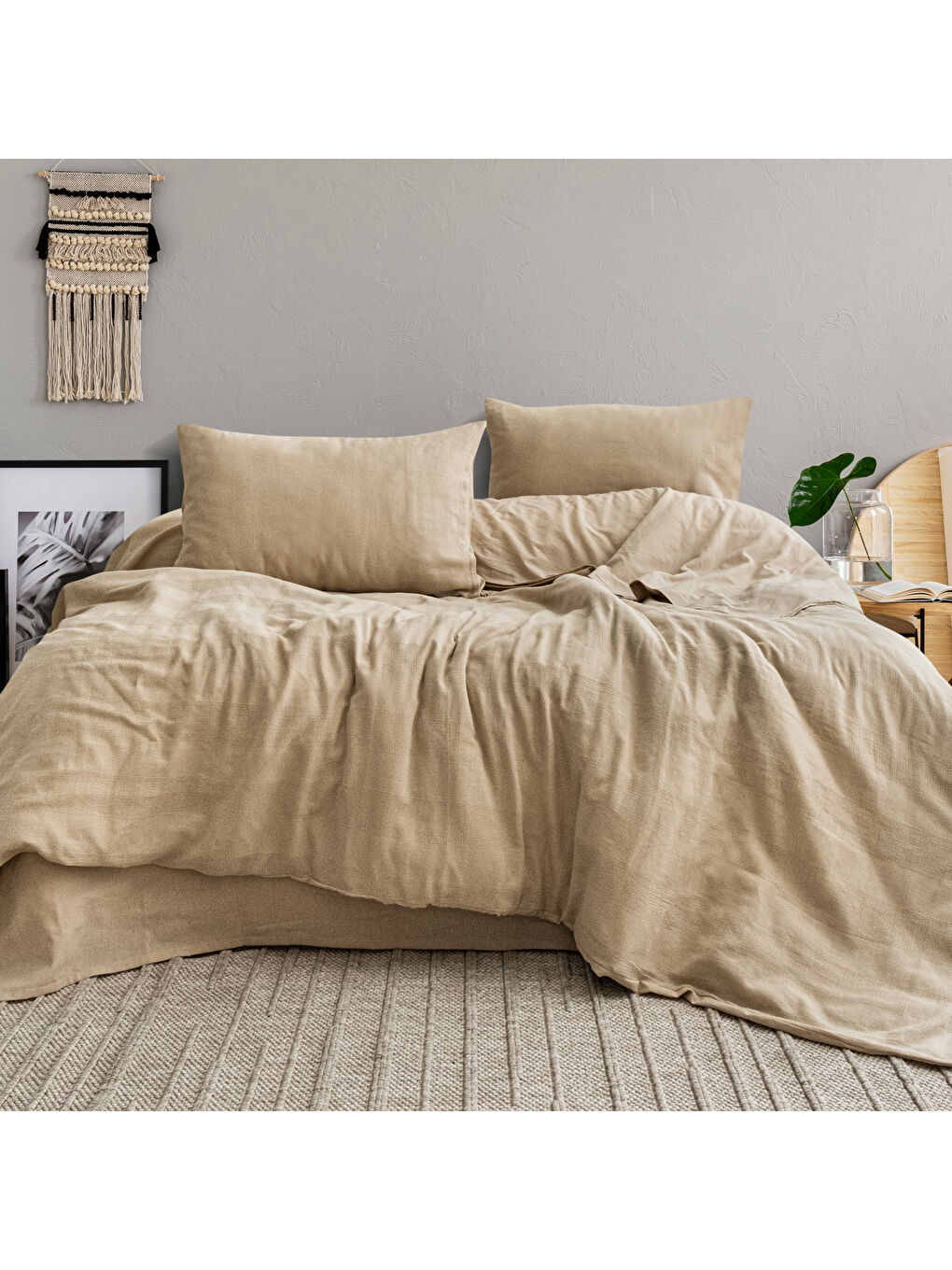 Kahverengi Home Etamine Pamuk ÇK Nevresim Takımı 4 Parça-Cappuccino