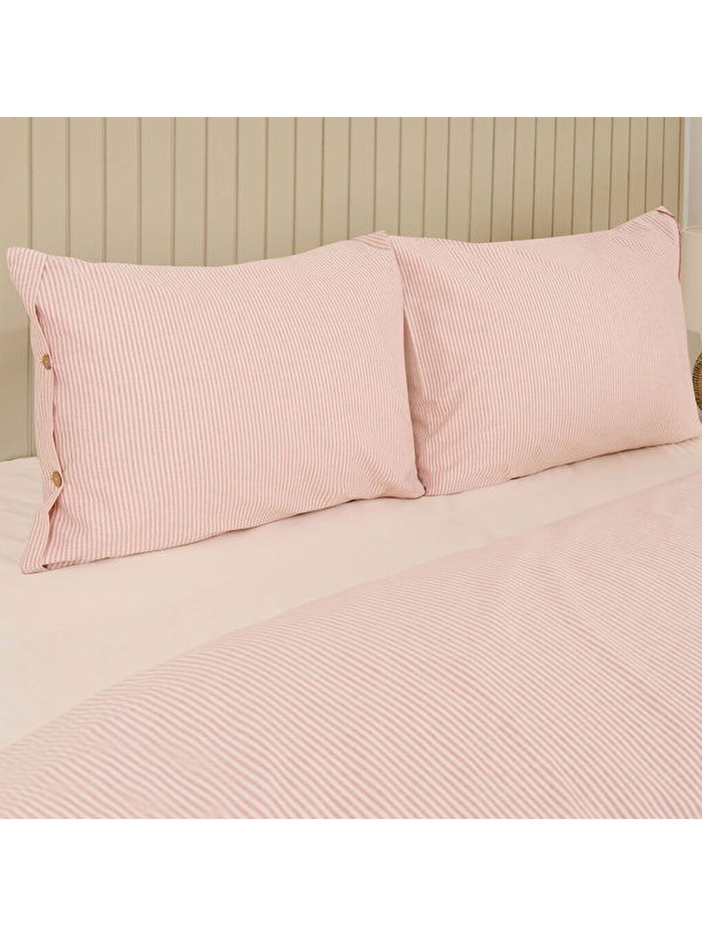 Kahverengi Soft Stripe Tek Kişilik Nevresim Takımı - Kiremit-5