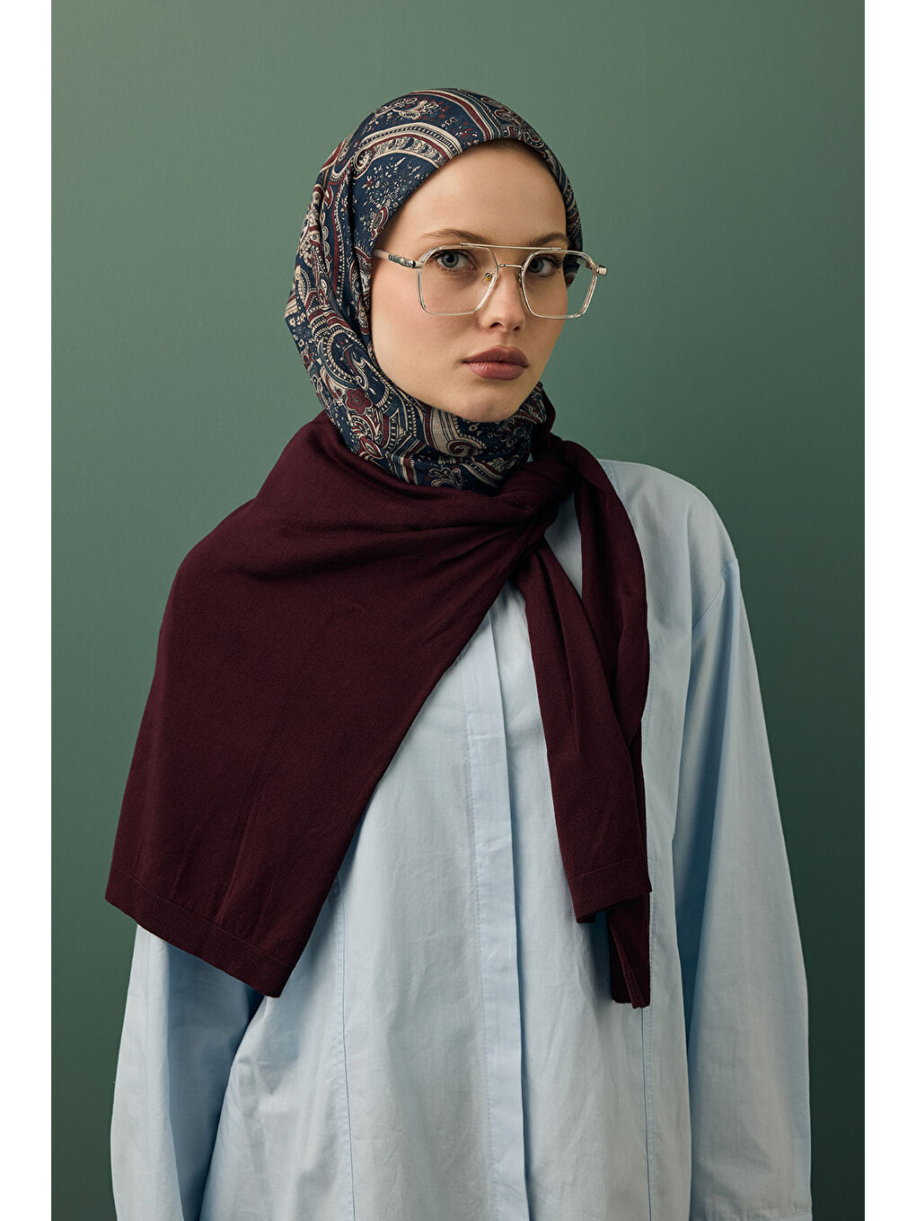 Antrasit Desenli Pamuk Eşarp Sitara-1