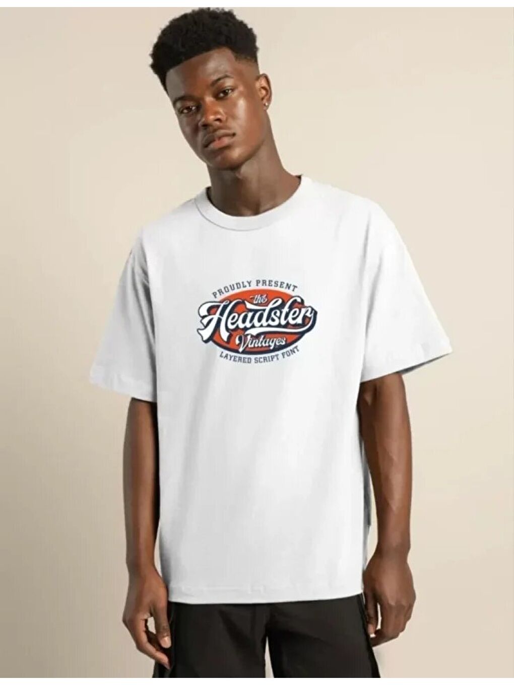 Unisex Baskılı Oversize T-Shirt - Beyaz