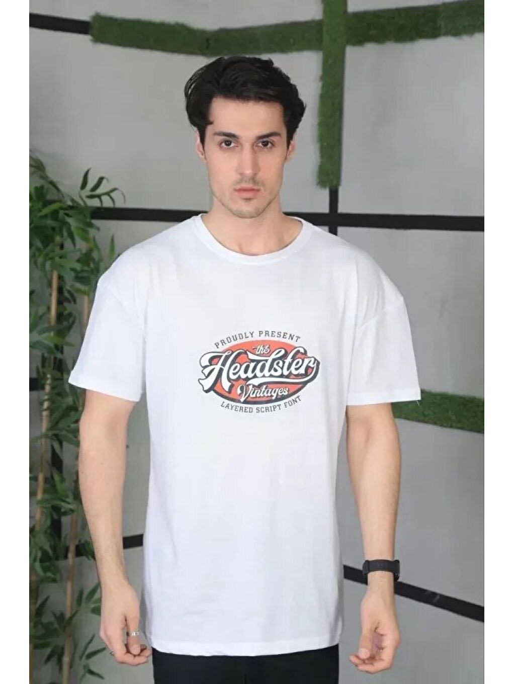 Unisex Baskılı Oversize T-Shirt - Beyaz-1