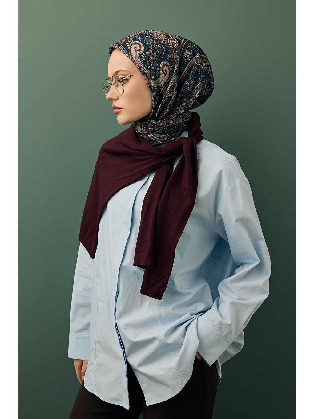 Antrasit Desenli Pamuk Eşarp Sitara-3