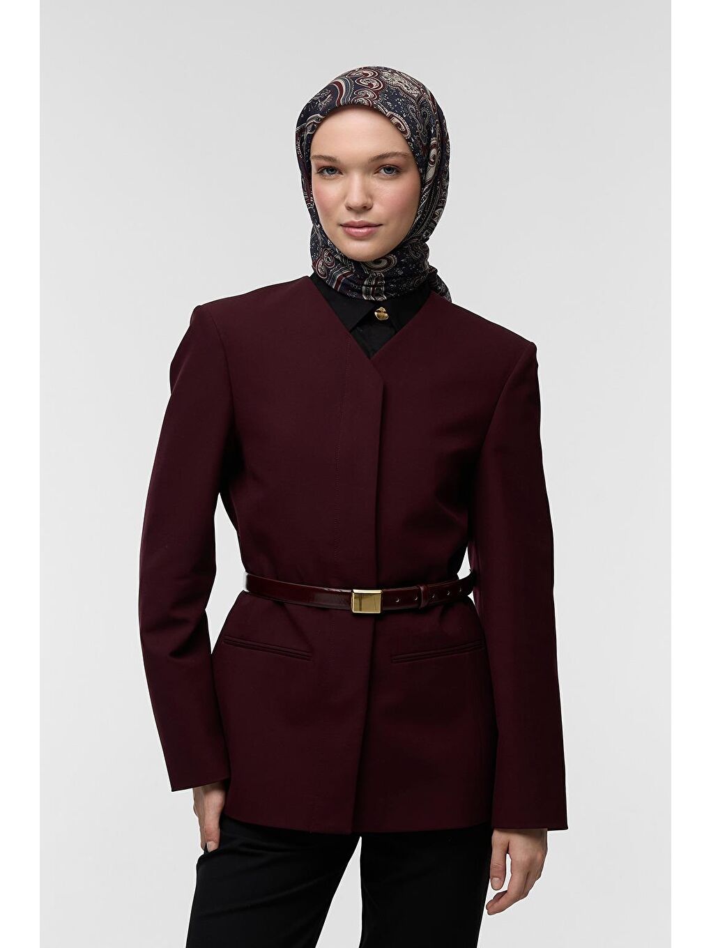 Antrasit Desenli Pamuk Eşarp Sitara-4