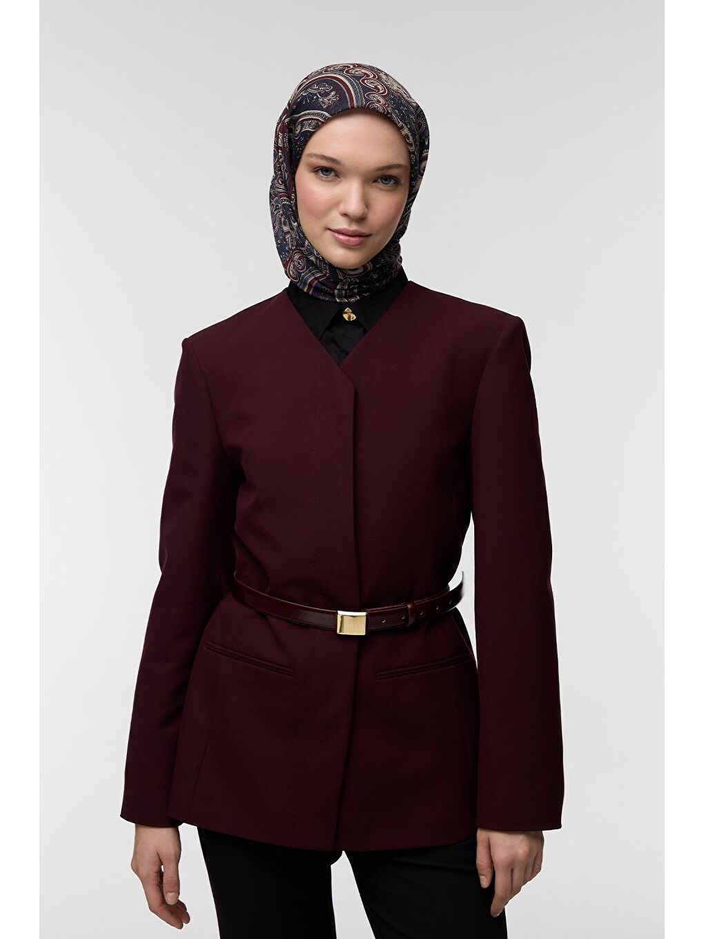 Antrasit Desenli Pamuk Eşarp Sitara-5