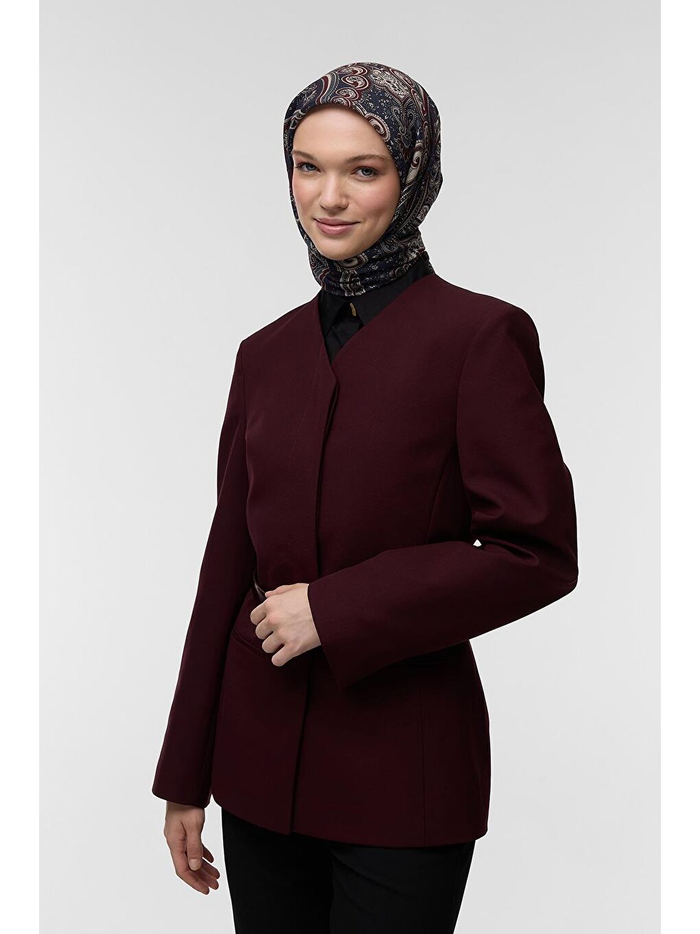 Antrasit Desenli Pamuk Eşarp Sitara-6