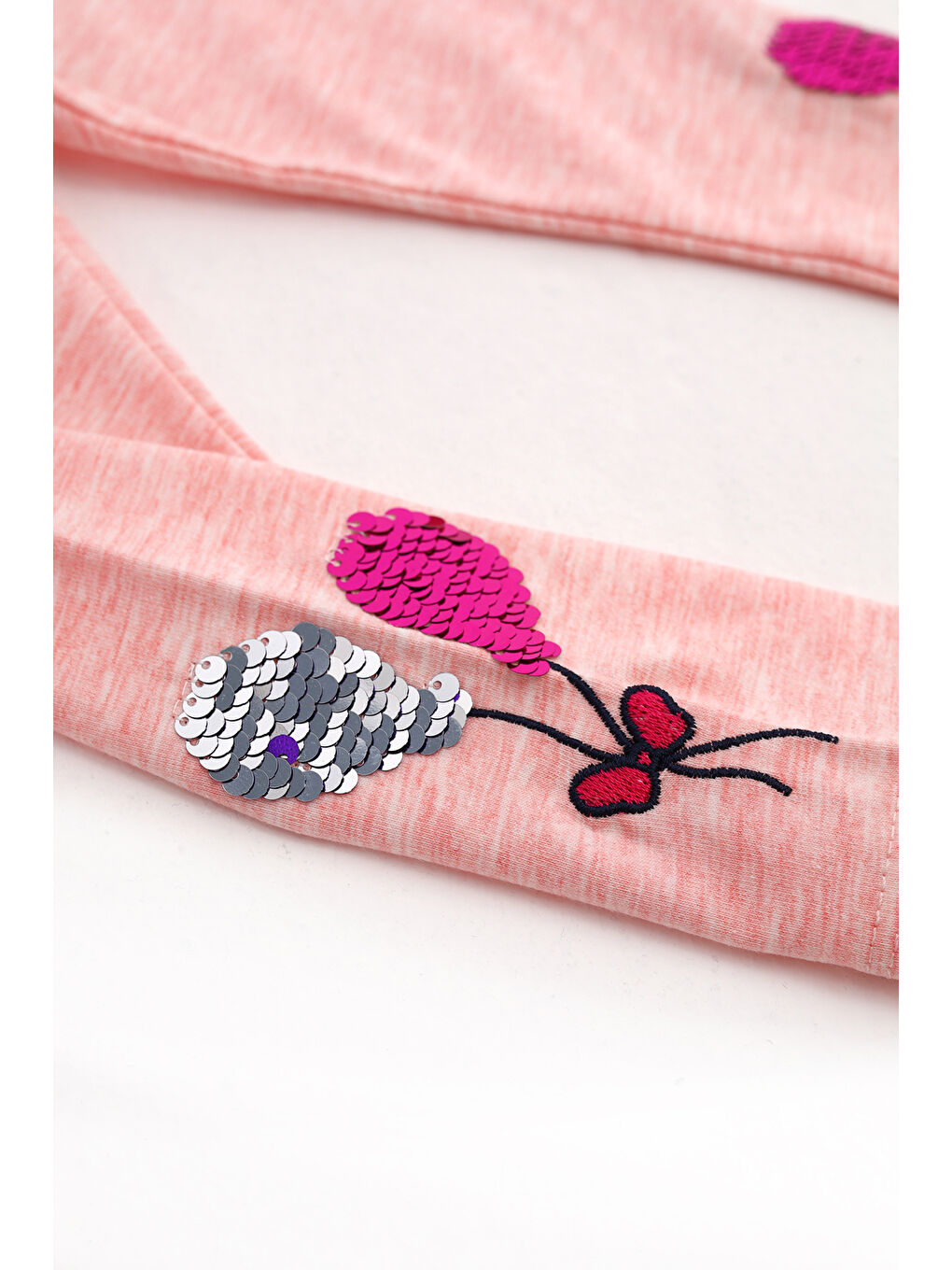 Pembe Kız Çocuk Paçası Çevirmeli Pullu Tayt-1