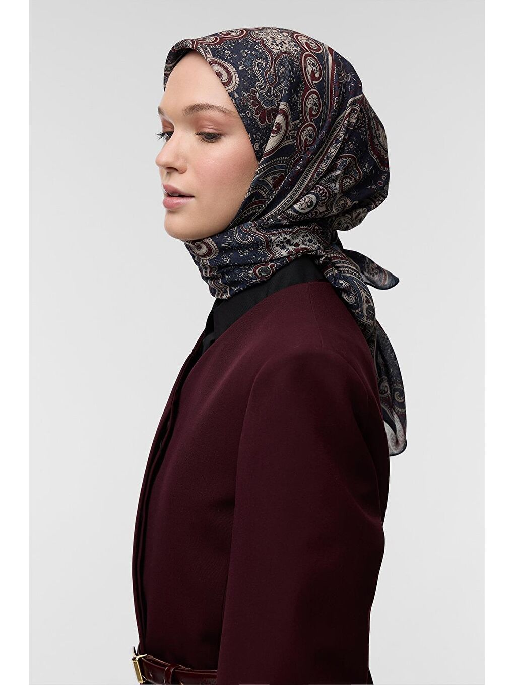 Antrasit Desenli Pamuk Eşarp Sitara-8