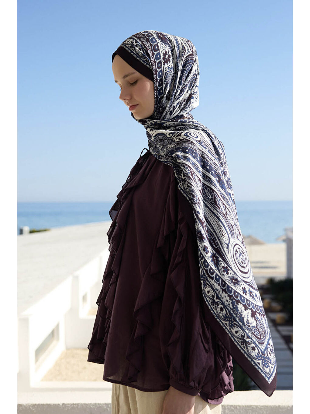 Deluxe Summer Şal Noa Lacivert-2