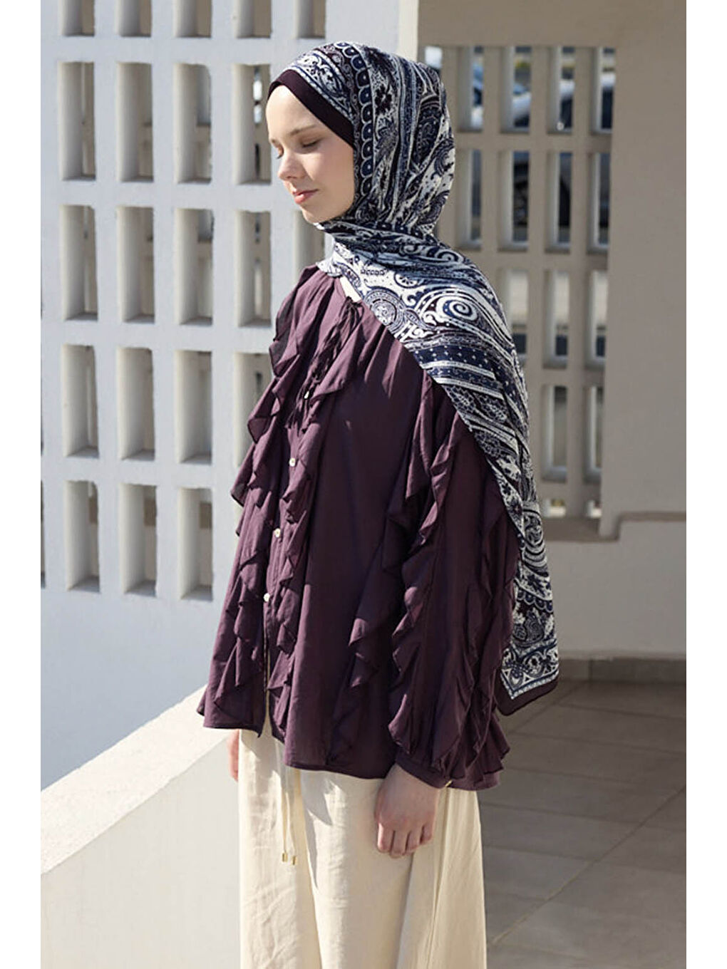 Deluxe Summer Şal Noa Lacivert-3