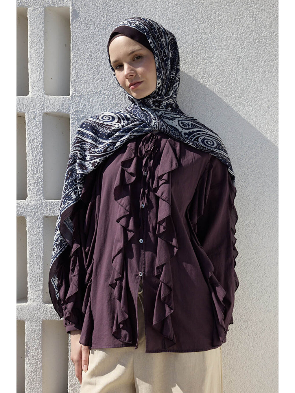 Deluxe Summer Şal Noa Lacivert-4