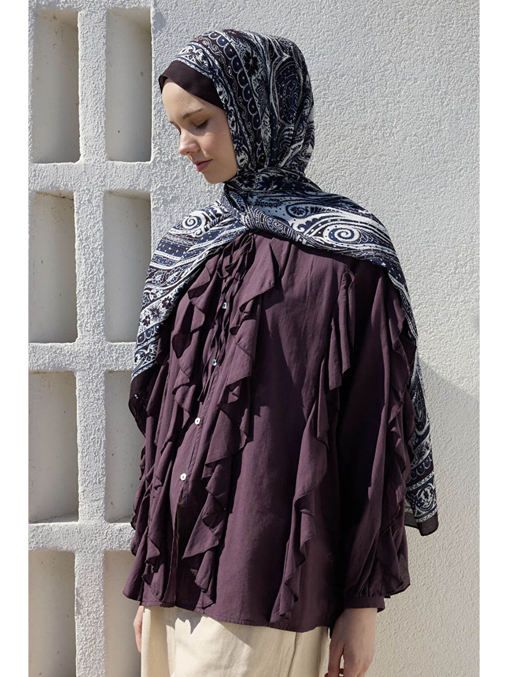 Deluxe Summer Şal Noa Lacivert-5