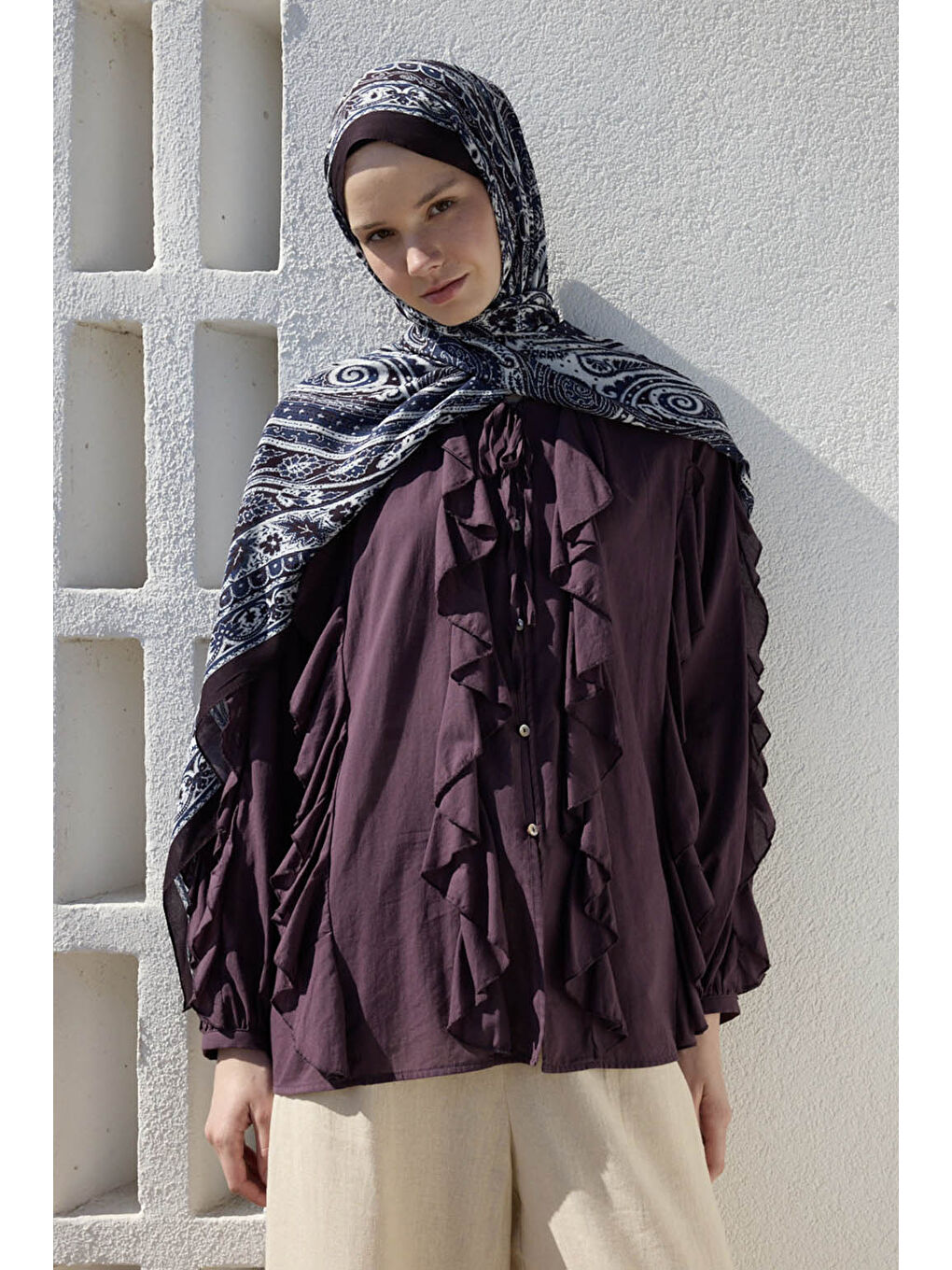 Deluxe Summer Şal Noa Lacivert-6