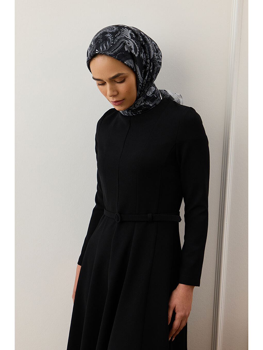 Siyah Desenli Pamuk Eşarp Black Dream-1