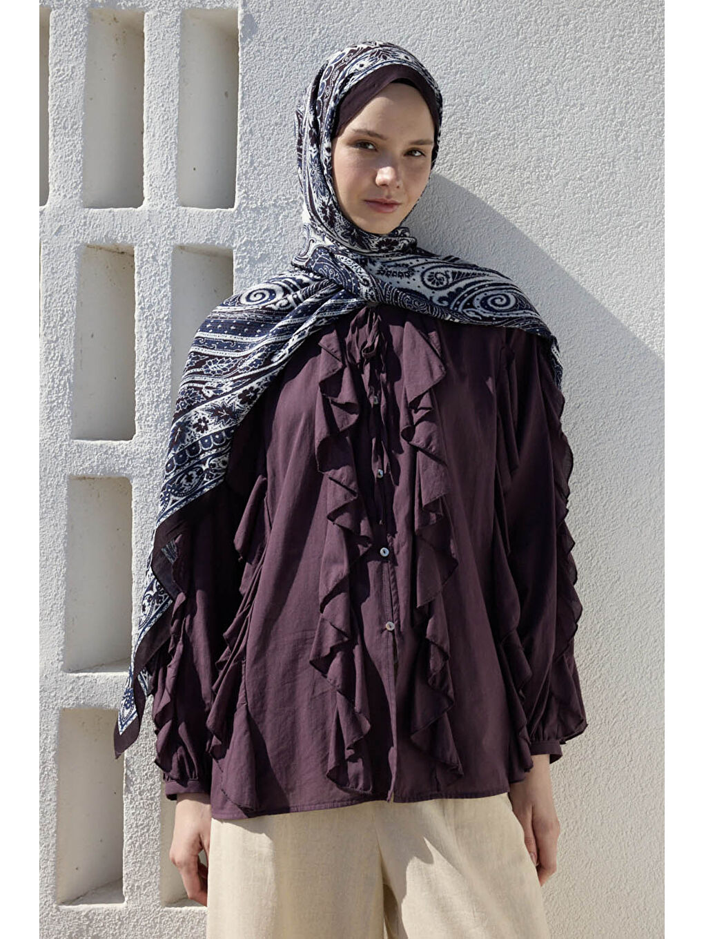 Deluxe Summer Şal Noa Lacivert-7