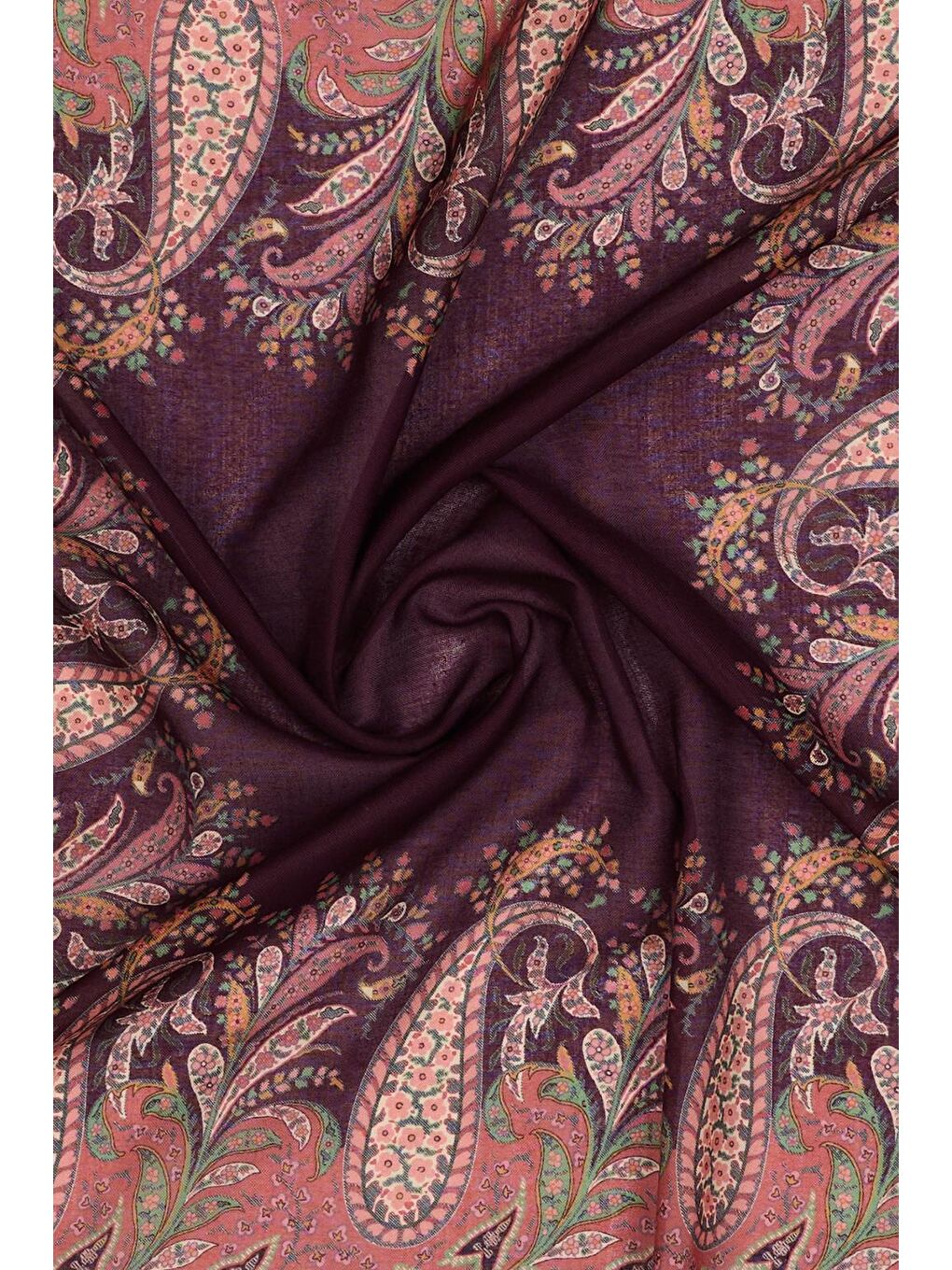 Bordo Desenli Pamuk Eşarp Kavita-5