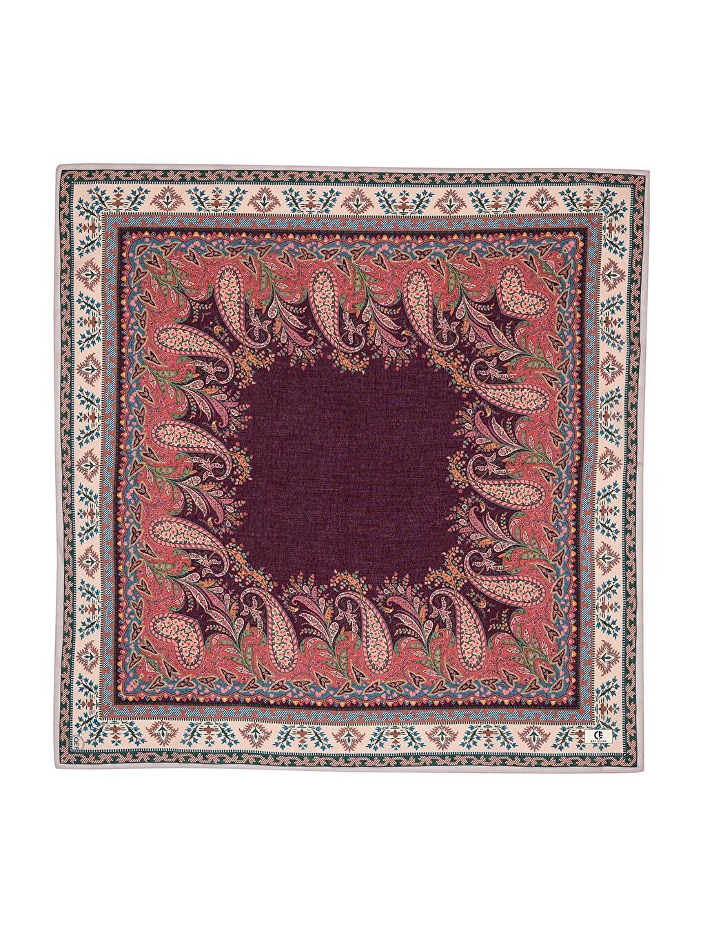 Bordo Desenli Pamuk Eşarp Kavita-6