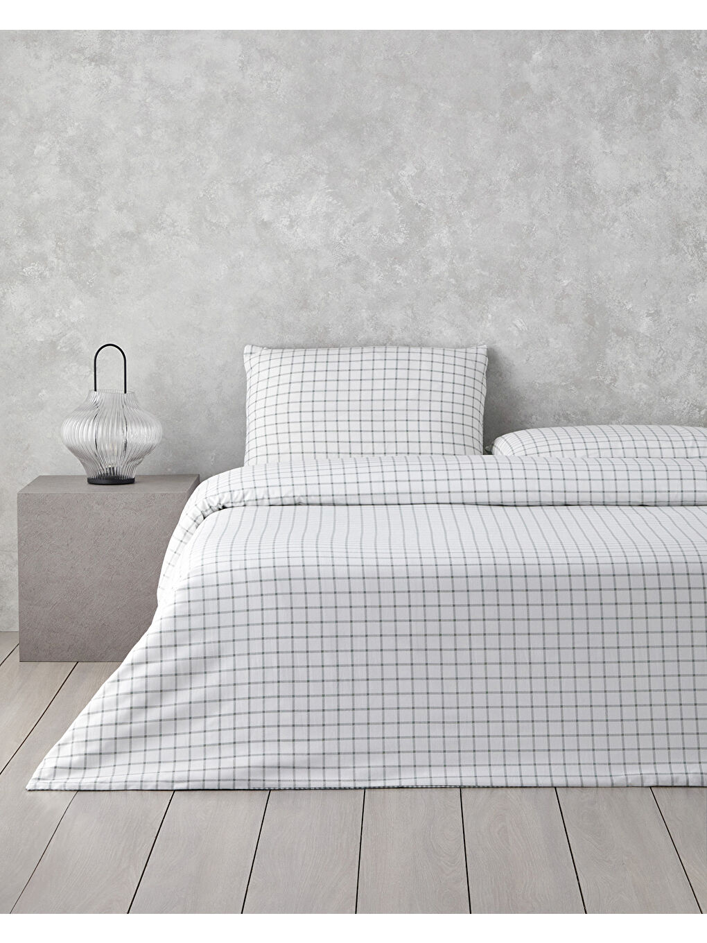 Yeşil Simple Checks Kolay Ütülenir Tek Kişilik Nevresim Takımı 160x220 cm Seledon