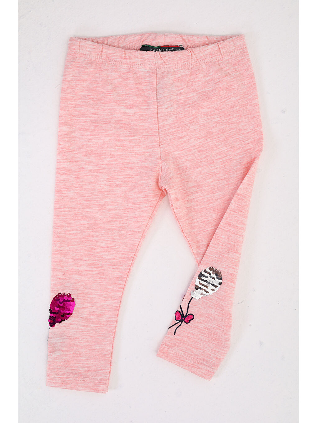 Pembe Kız Çocuk Paçası Çevirmeli Pullu Tayt-2