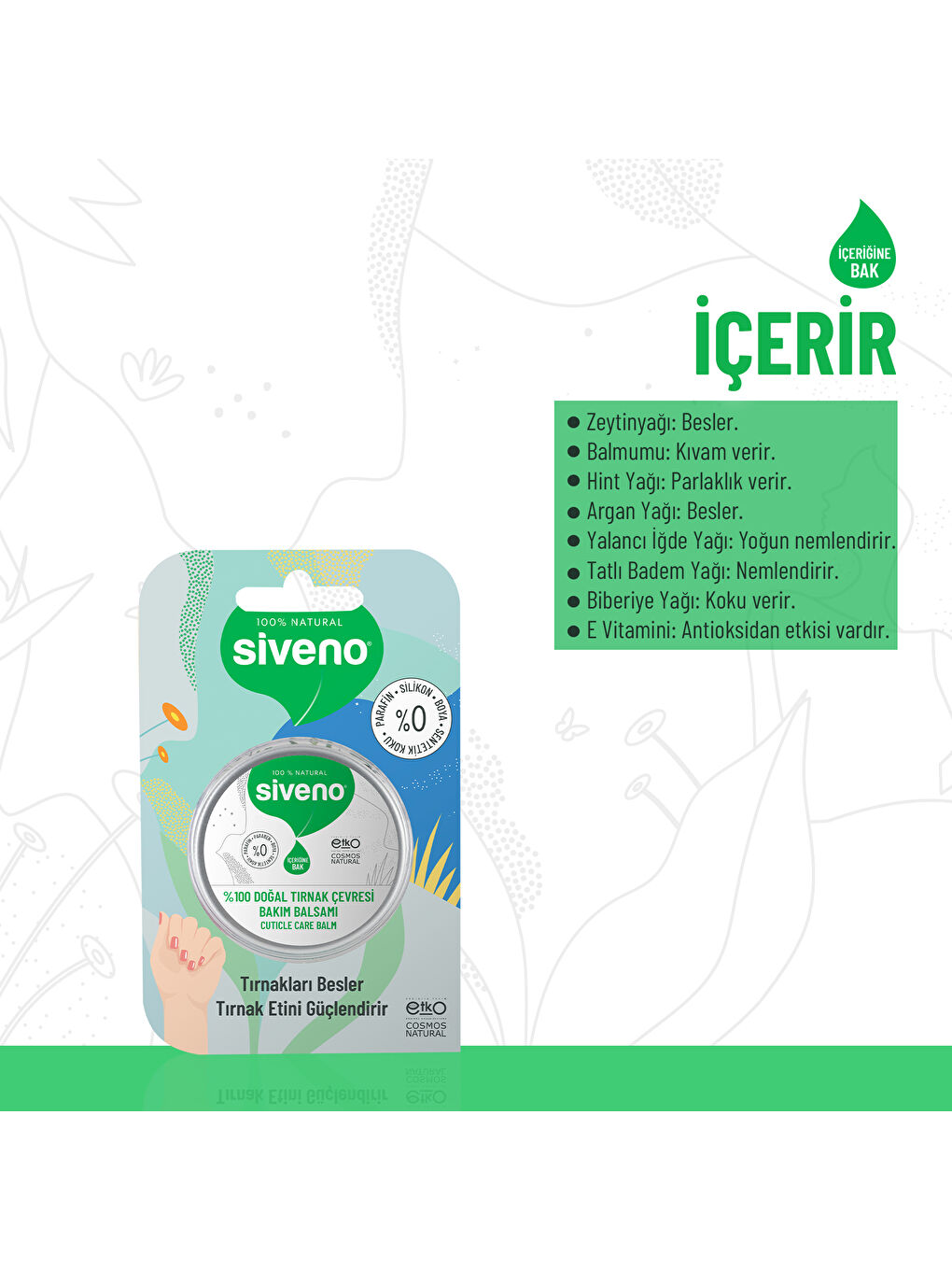 %100 Doğal Tırnak Çevresi Bakım Balsamı Organik Argan Yağlı Bitkisel Onarıcı Krem Vegan 15 ml-1