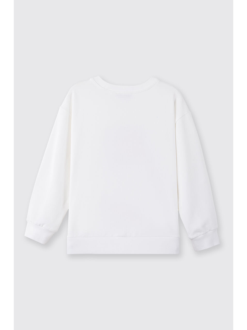 Ekru Liberty Kumaş Kalp Nakışlı Kız Çocuk Sweatshirt-3