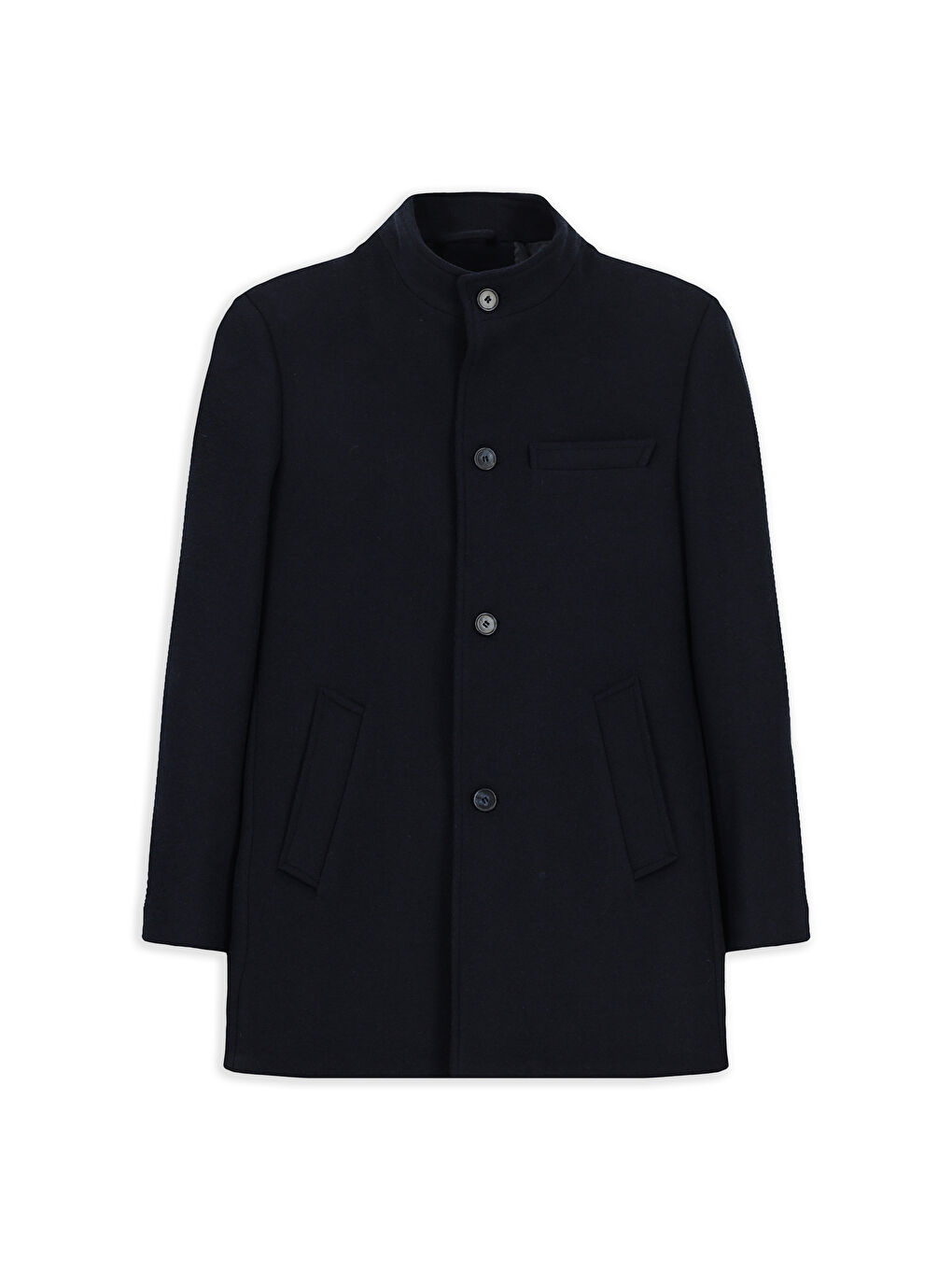 Lacivert Regular Fit Dik Yaka Düz Klasik Kaban