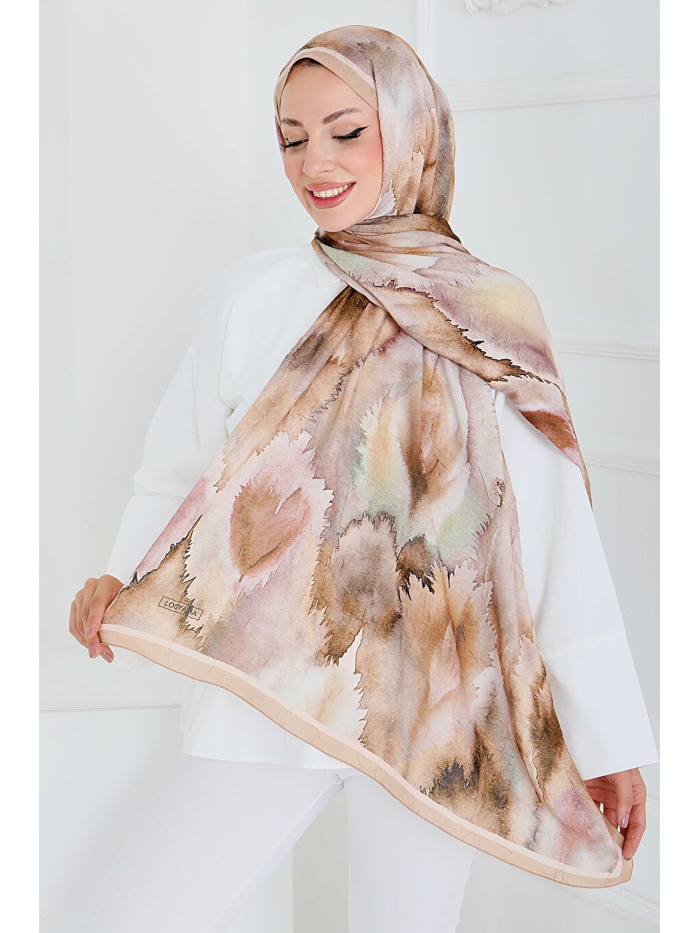 Pembe Natural Harmony Bambu Crash Şal Somon - 27914-SOMON-1