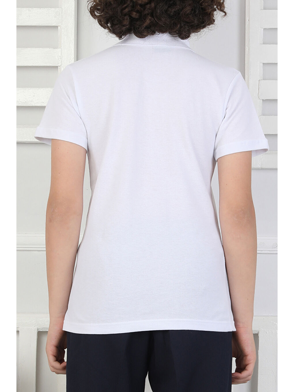 Beyaz 2'li T-Shirt Kız Çocuk %100 Pamuk Okul Tarz 5-13 Yaş 12278-3