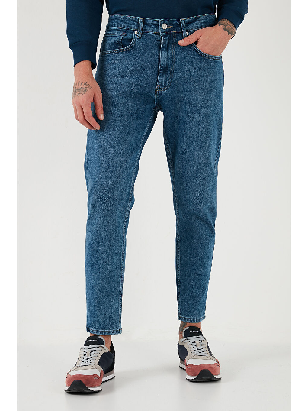 Buratti Mavi Streç Pamuklu Slim Fit Normal Bel Boru Paça Erkek Jeans 5900S281MILANO