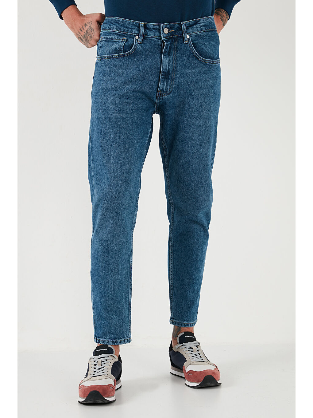 Buratti Mavi Streç Pamuklu Slim Fit Normal Bel Boru Paça Erkek Jeans 5900S281MILANO - 2